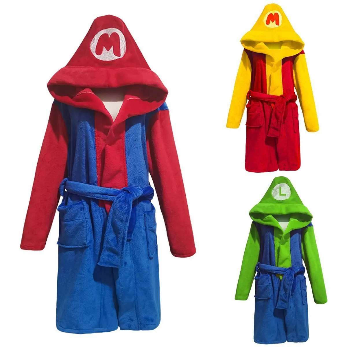 Kids Super Mario Kigurumi Robes Animal Pajamas Flannel Sleepwear For Adult