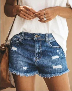 KittenAlarm - Women's Denim Shorts Summer High Waist Shorts Casual Denim Shorts Ripped Denim Shorts