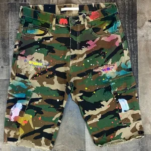 Kloud9 - camo w/paint denim shorts