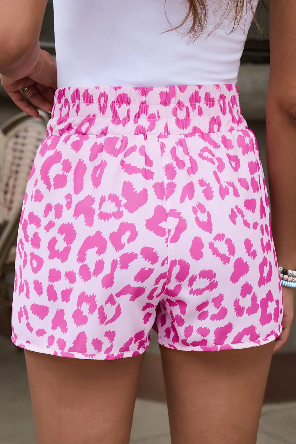 Leopard Elastic Waist Shorts