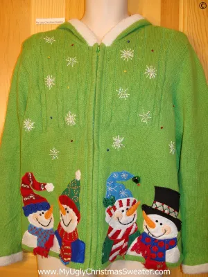 Lime Green Hoodie Cheap Christmas Sweater with Snowmen