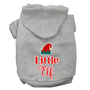 Little Elf Screen Print Dog Hoodie Grey Xl