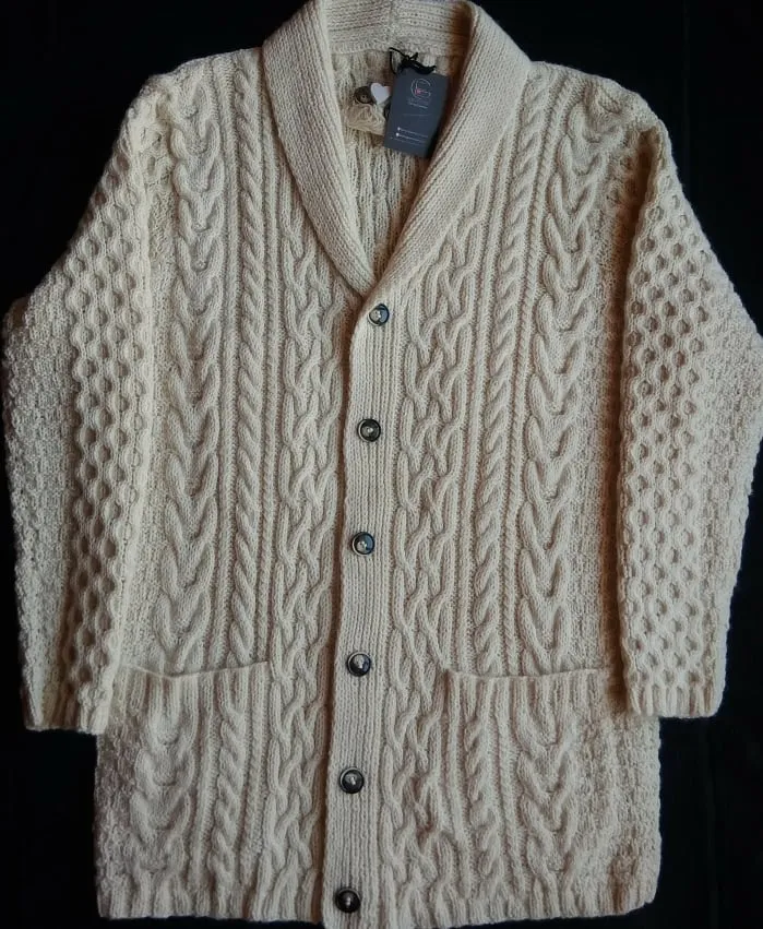 Mens Button up Wool Fashionable cardigan with shawl collar