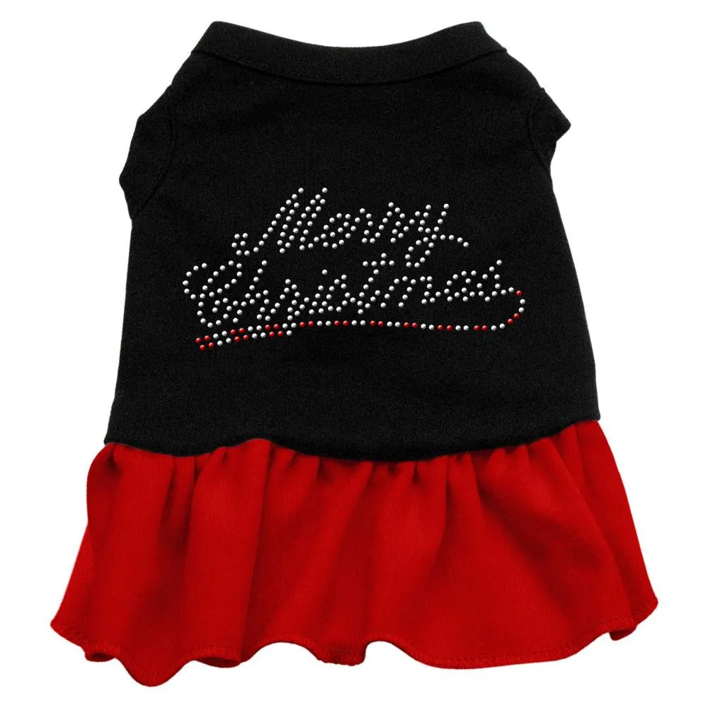 Merry Christmas Rhinestone Dress Black with Red XXXL (20)