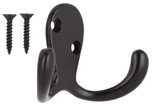 ProSource 23263ORBB3L-PS Coat and Hat Hook, 22 lb, 2-Hook, 7/8 in Opening, Zinc, Oil-Rubbed Bronze :CD: QUANTITY: 1