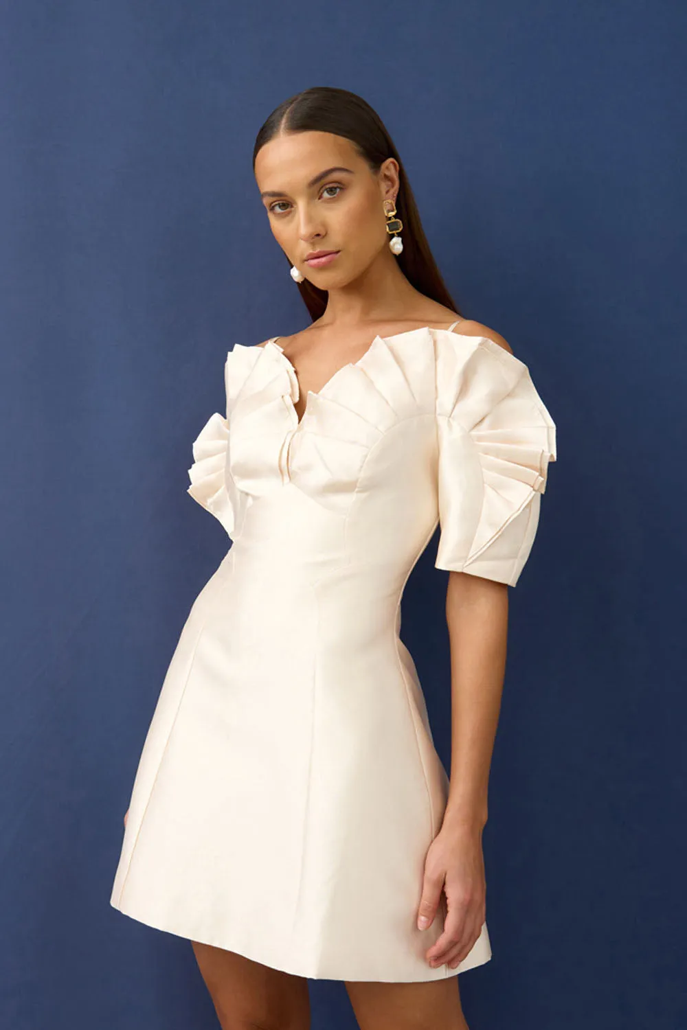 Ramira Off Shoulder Mini Dress | Final Sale - Champagne