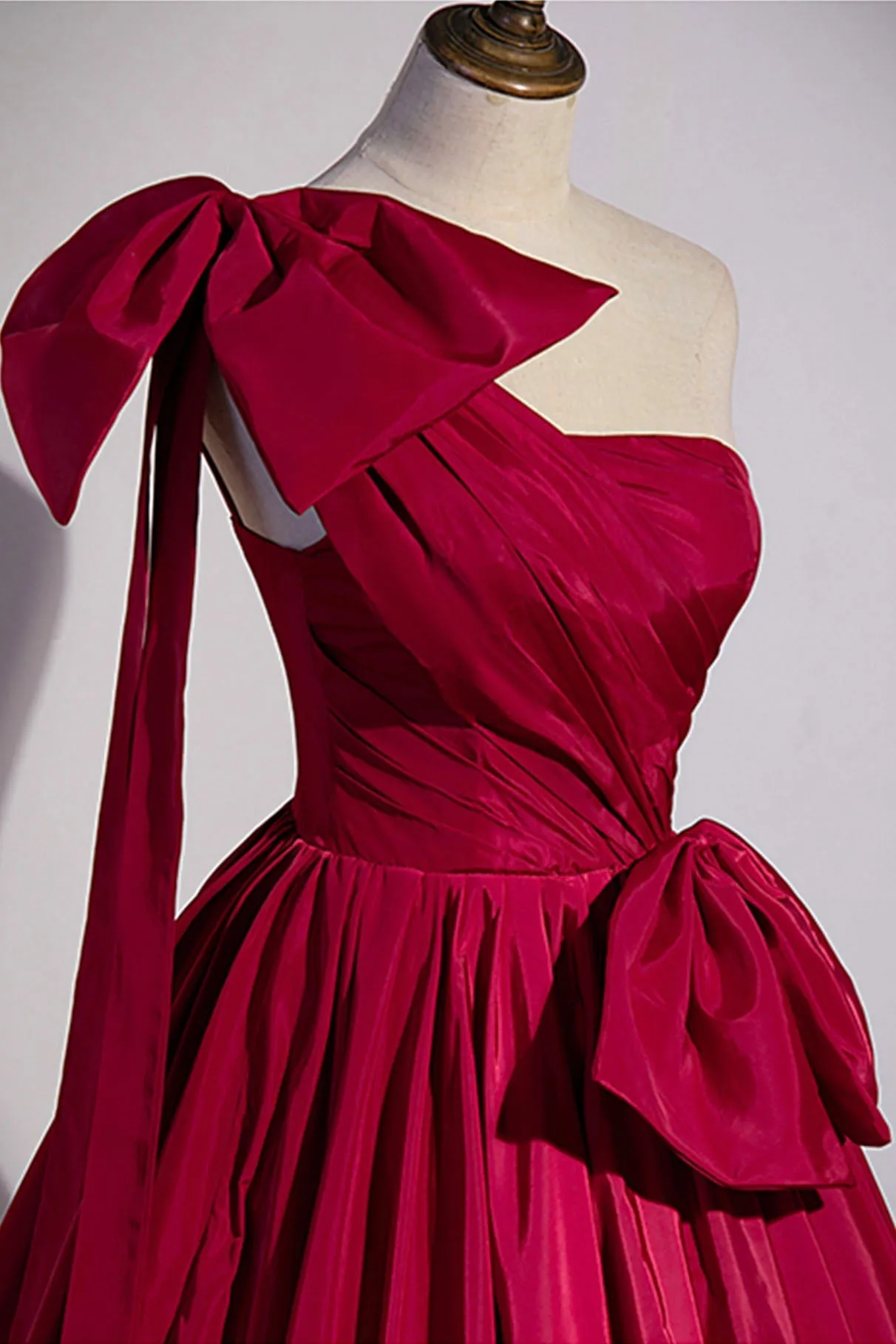 Red One Shoulder Satin Long Prom Dress A-Line Evening Party Dress