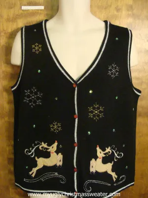 Reindeer Jumping For Joy Christmas Party Sweater Vest