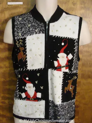 Santa and Reindeer Ugly Christmas Sweater Vest