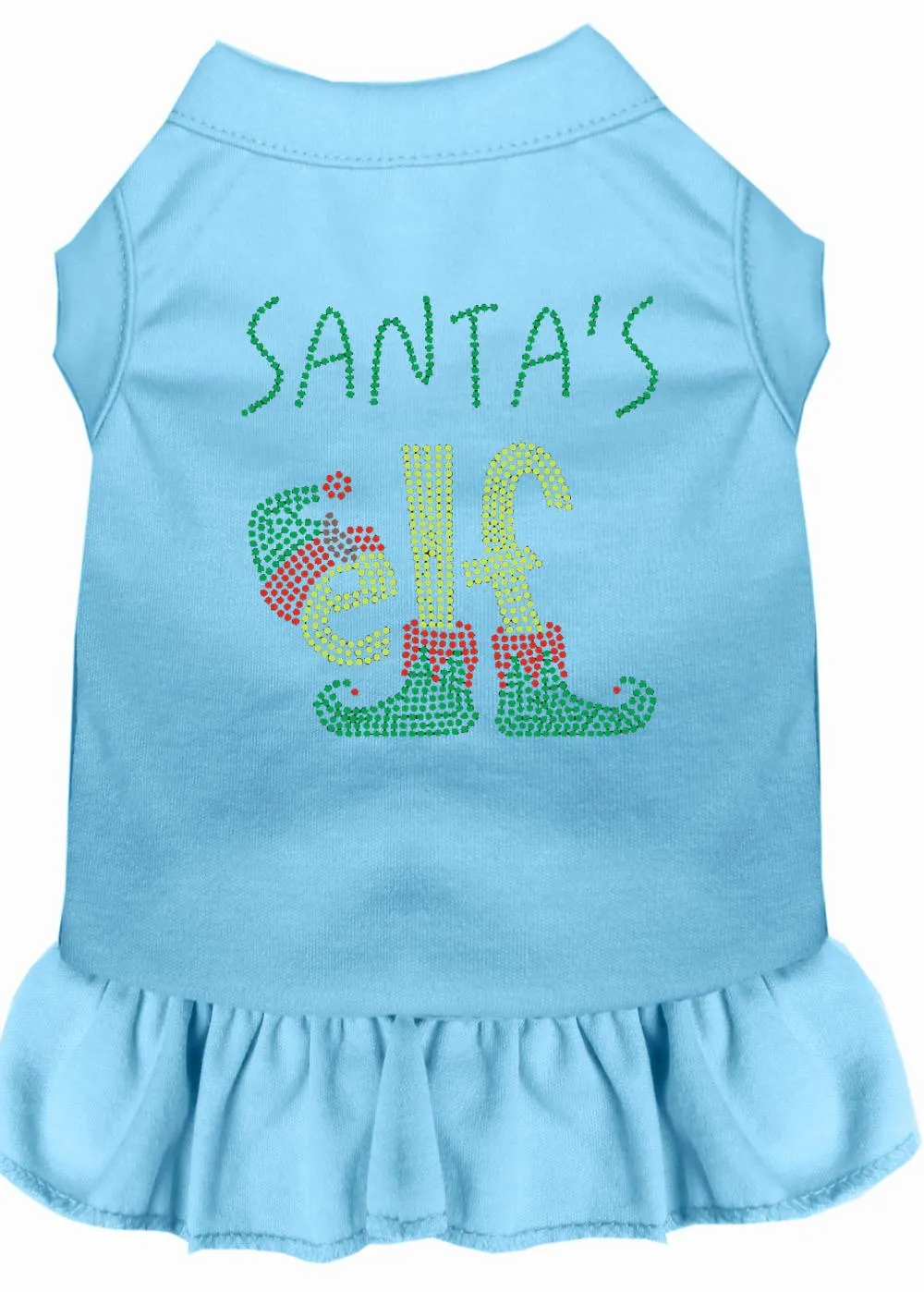 Santa's Elf Rhinestone Dog Dress Baby Blue Xs (8)