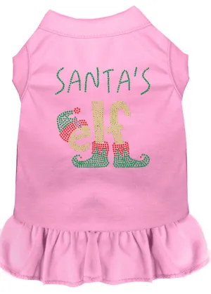 Santa's Elf Rhinestone Dog Dress Light Pink Xs (8)