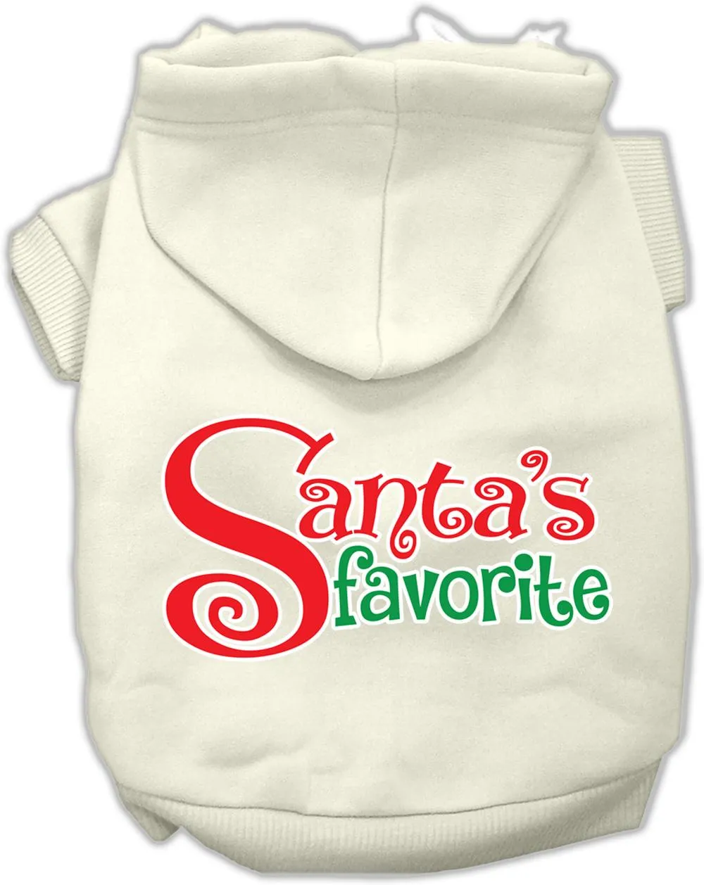 Santas Favorite Screen Print Pet Hoodie Cream Xxxl (20)