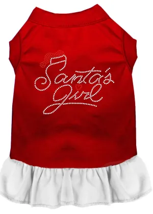 Santa's Girl Rhinestone Dog Dress Red With White Lg (14)