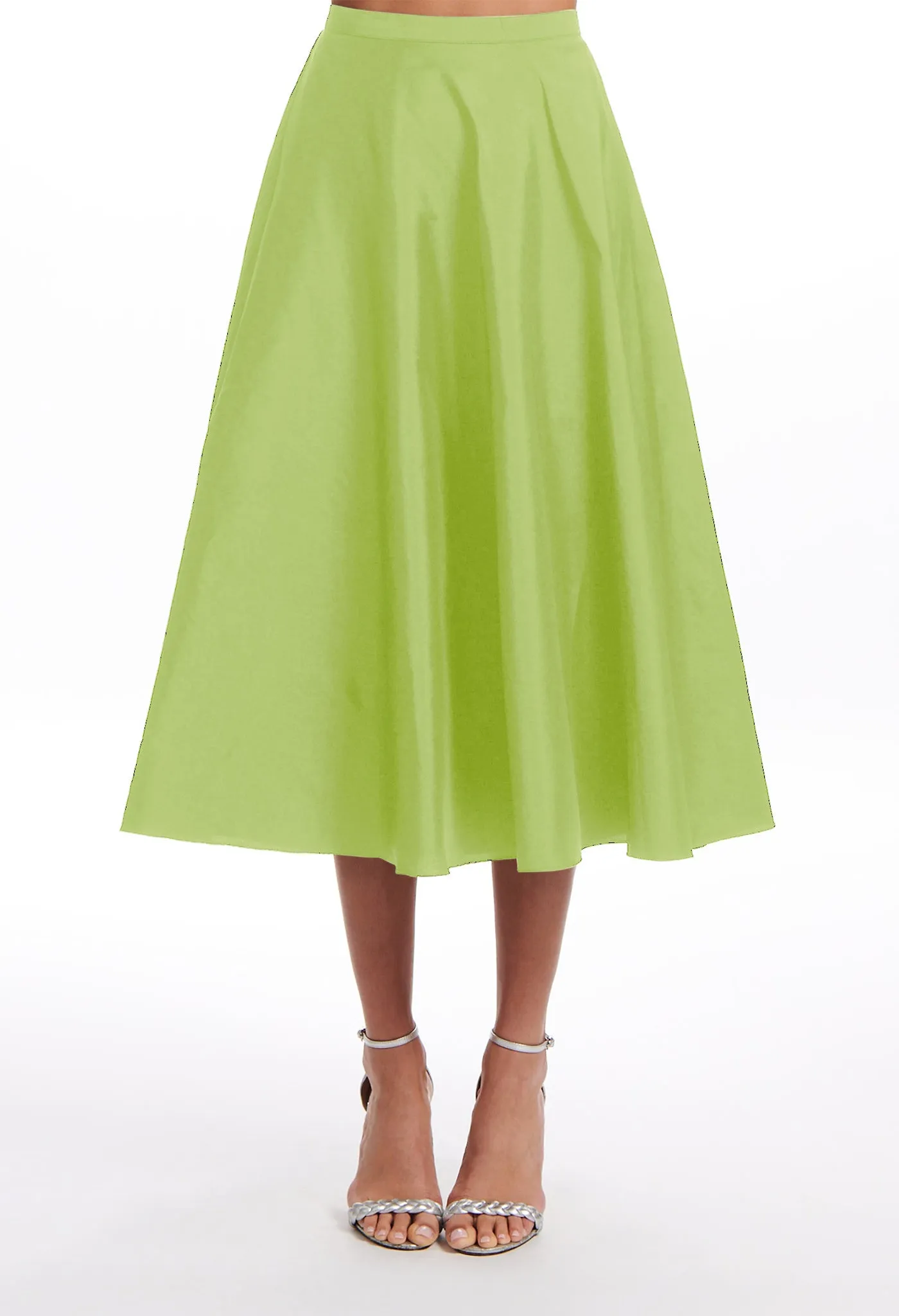 SKY A-LINE TAFFETA MIDI SKIRT