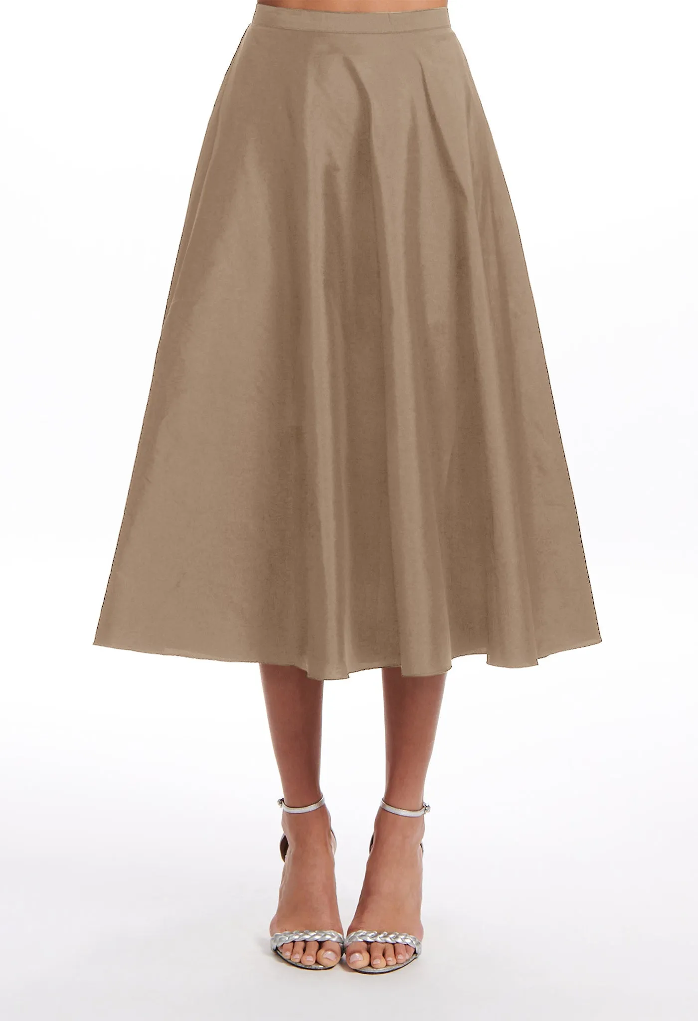 SKY A-LINE TAFFETA MIDI SKIRT