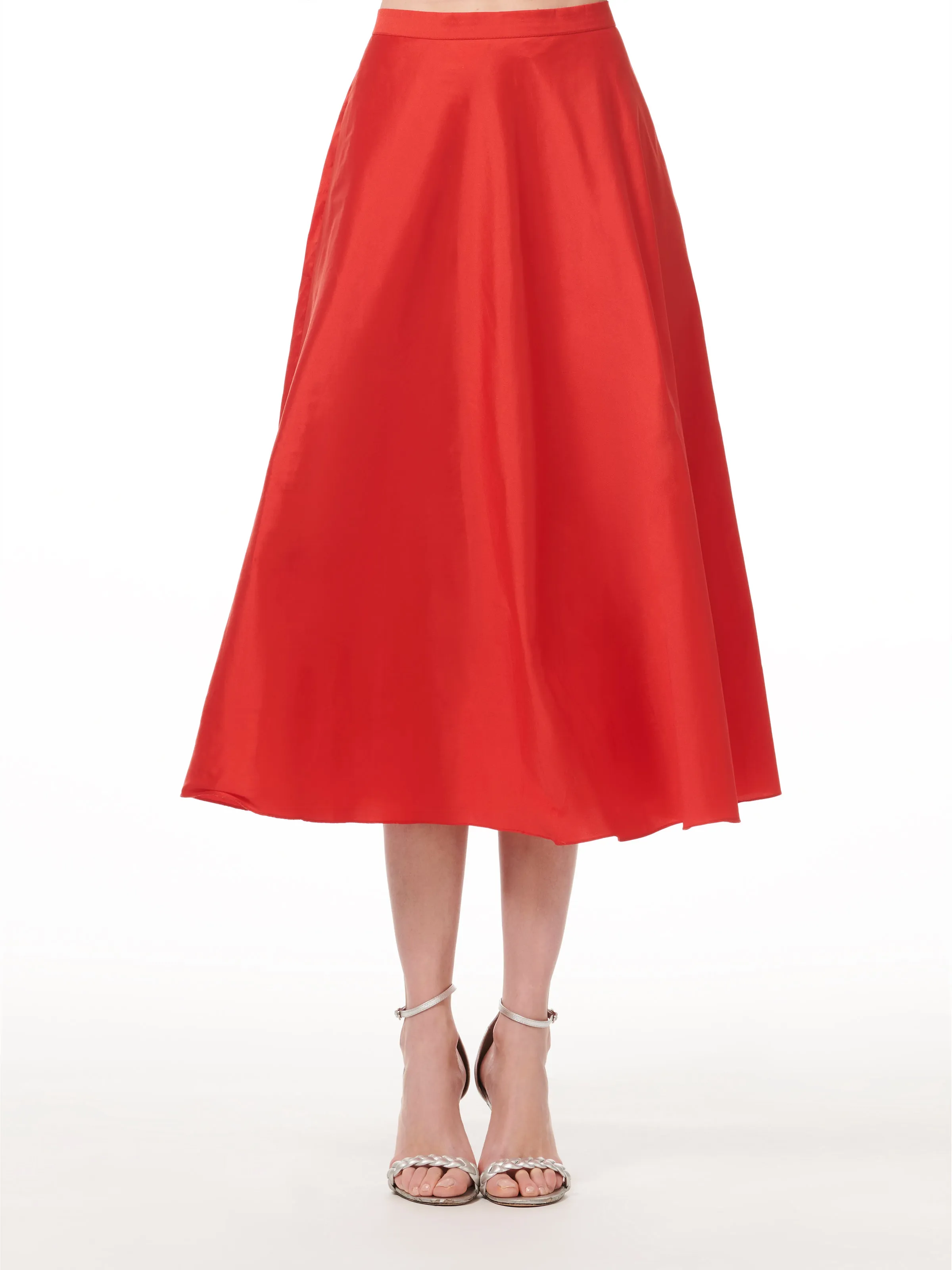 SKY A-LINE TAFFETA MIDI SKIRT