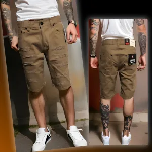 ^SOUTHPOLE^ (BROWN) DENIM SHORTS (RIPPED) (WAIST 30'')