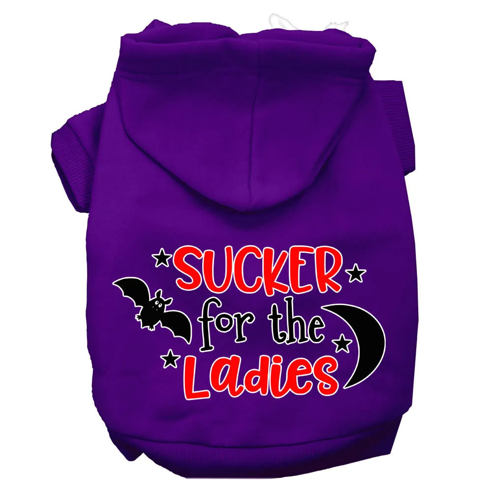 Sucker For The Ladies Screen Print Dog Hoodie Purple Xl