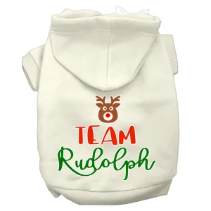 Team Rudolph Screen Print Dog Hoodie Cream Xs