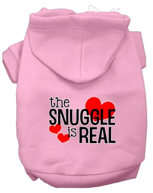 The Snuggle Is Real Screen Print Dog Hoodie Light Pink L