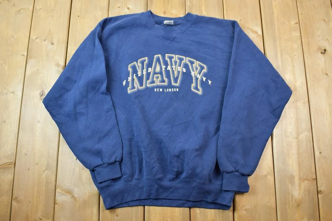 Vintage 1990s Navy United States New London Crewneck Sweatshirt