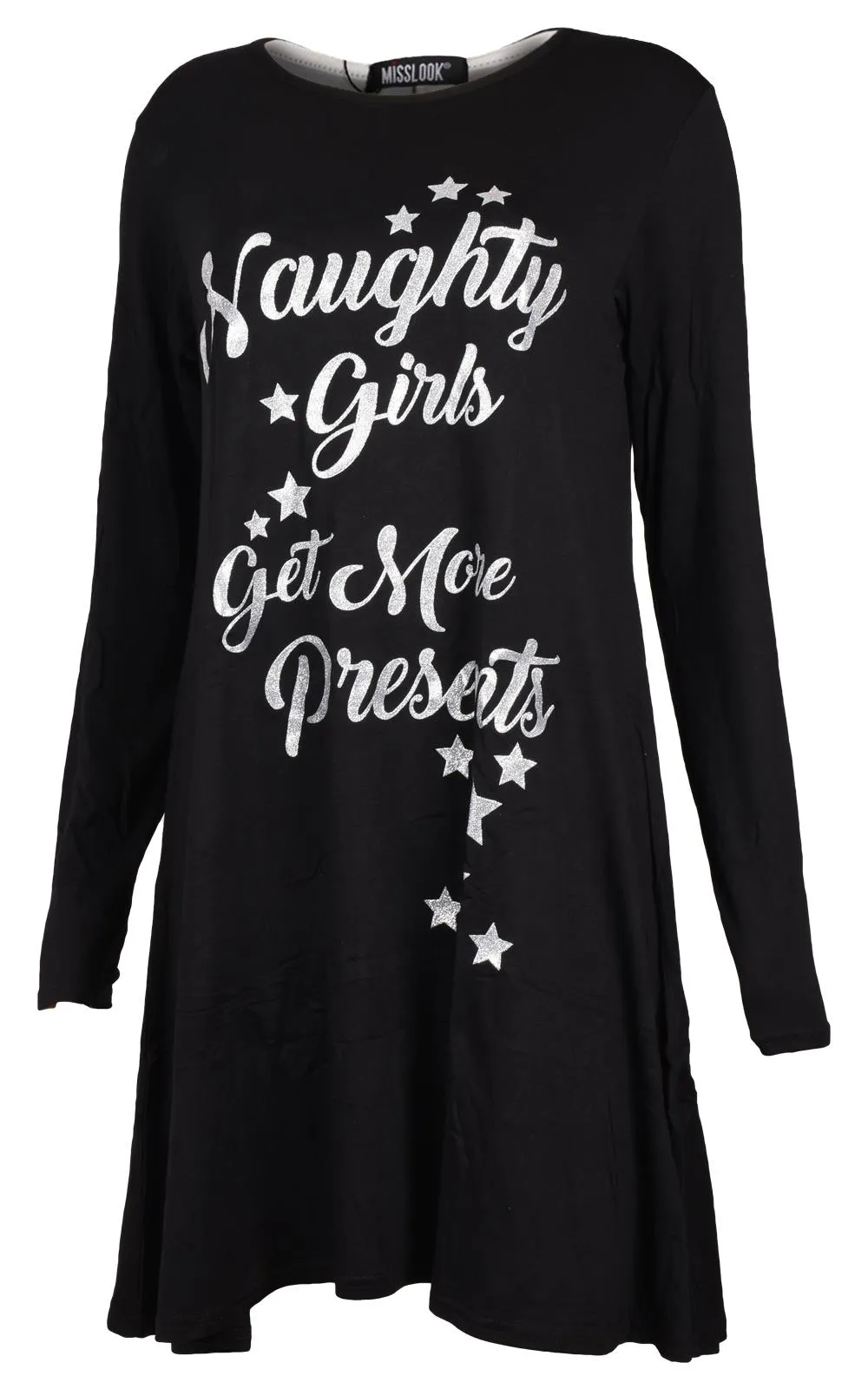 Womens Black Mini Christmas Dress - M/L