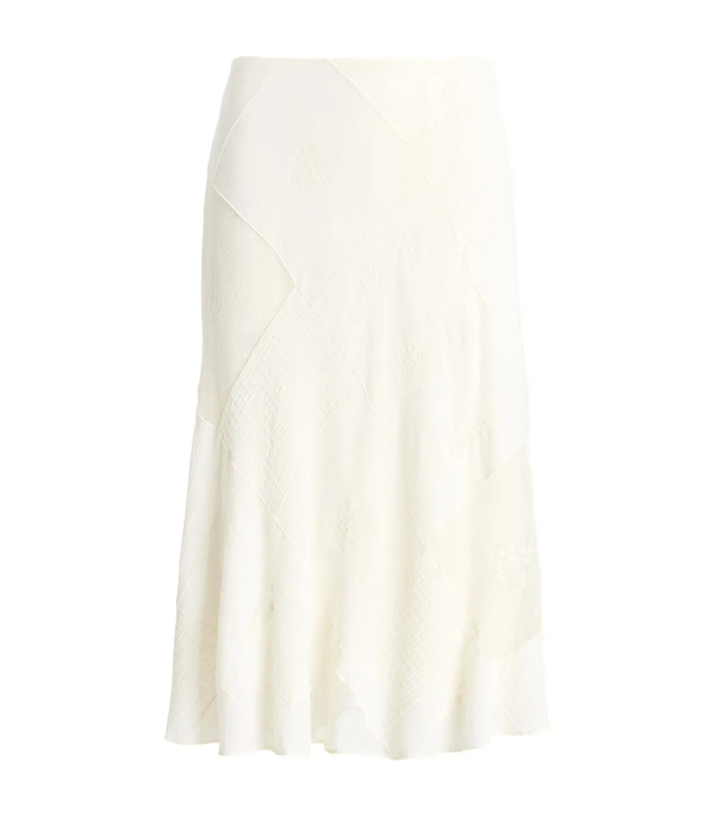 Women's Patchwork Tulle And Gauze Midi Skirt Mascarpone Cream