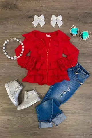 Zoey Solid Color Ruffle Jackets